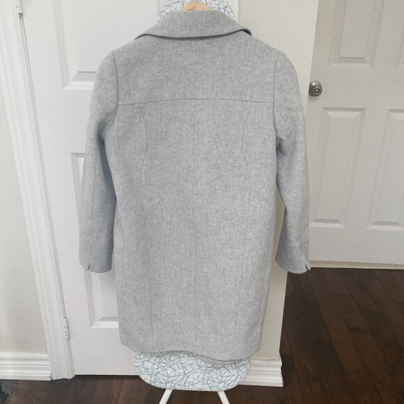 Chic Light Gray Double-Breasted Wool Blazer Coat - Picture 5 of 8